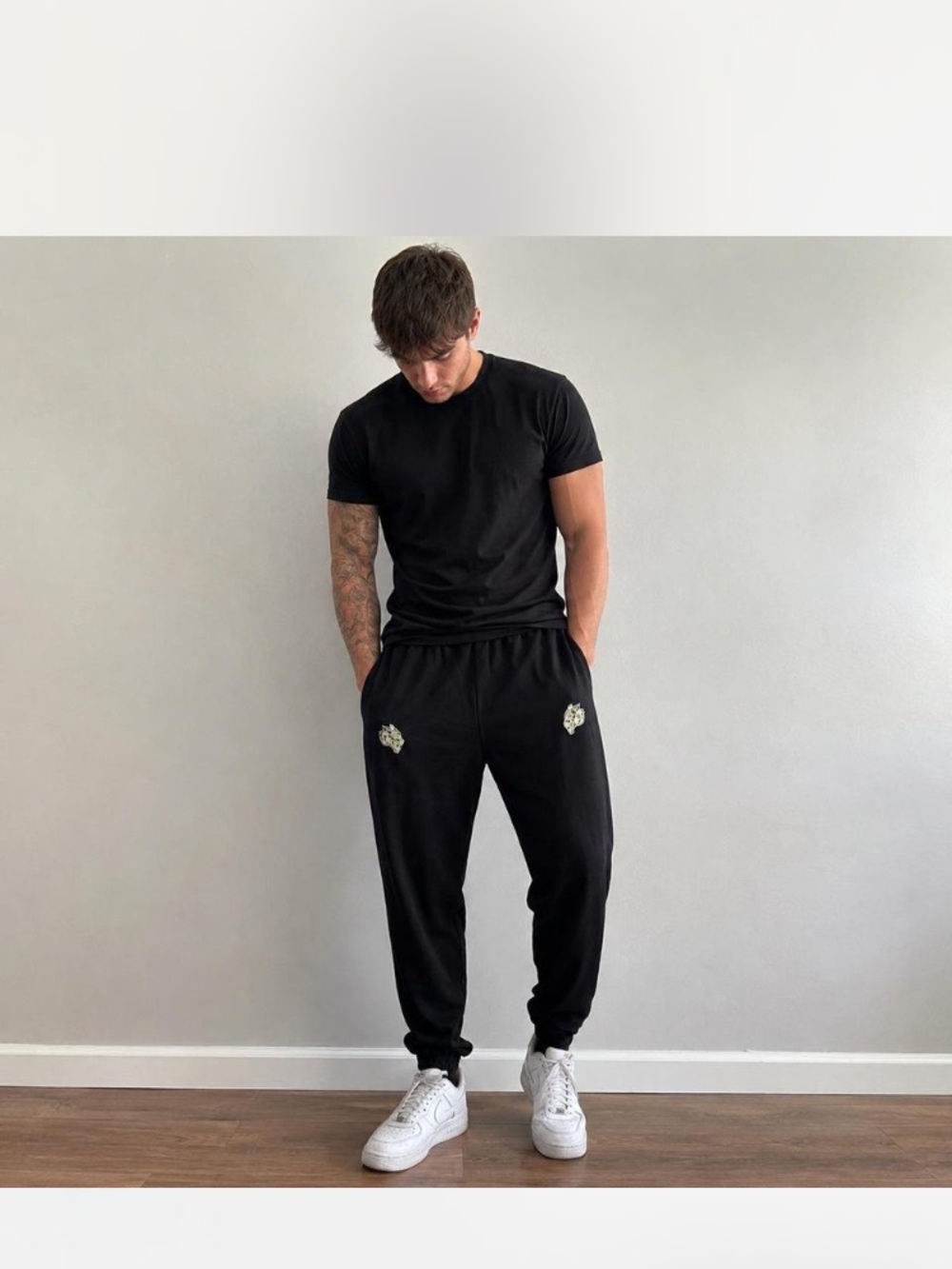 Darc Sport Black Jogger Sweatpants with Embroidered Patches